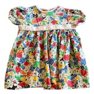 Vintage 1970s Floral Youngland Dress - Girls Size 4T with Yellow Buttons
